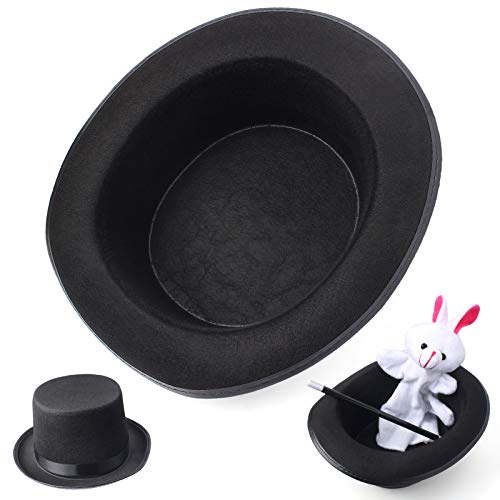 Beelittle Kids Magician Costume Set Magician Cloak Cape,Top Hat,Wand,Gloves,Rabbit Puppet with Magic Tricks Kit Magician Pretend Play Dress Up Accessories Set (Black&Red Set)