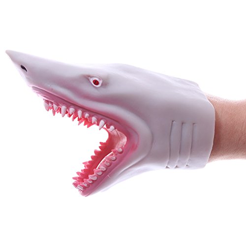 Puckator Shark Head Hand Puppet Shark Themed - Hand Puppet - Finger Hands - Shark Toys For Boys And Girls - Small White Shark Hands - Finger Monsters - Imaginative Play