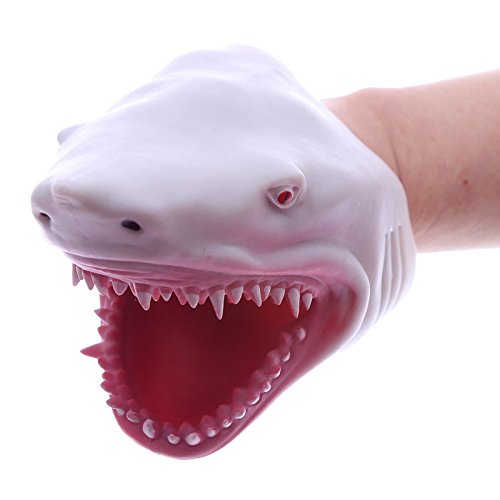 Puckator Shark Head Hand Puppet Shark Themed - Hand Puppet - Finger Hands - Shark Toys For Boys And Girls - Small White Shark Hands - Finger Monsters - Imaginative Play