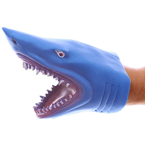 Puckator Shark Head Hand Puppet Shark Themed - Hand Puppet - Finger Hands - Shark Toys For Boys And Girls - Small White Shark Hands - Finger Monsters - Imaginative Play
