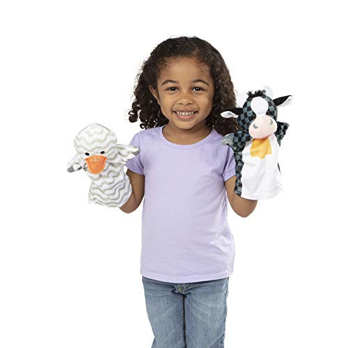 Melissa & Doug Barn Buddies Hand Puppets, Set of 6 (Cow, Sheep, Horse, Duck, Chicken, Pig)