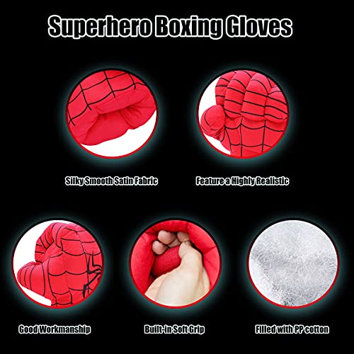 CGBOOM Smash Hands Boxing Gloves Toys Big Soft Plush Hero Fists, Superhero Toys for Boys Girls, Role Play Costume Birthday Gift for Kids Toddlers Age 3+ (1 Pair Red)