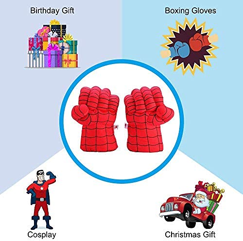 CGBOOM Smash Hands Boxing Gloves Toys Big Soft Plush Hero Fists, Superhero Toys for Boys Girls, Role Play Costume Birthday Gift for Kids Toddlers Age 3+ (1 Pair Red)