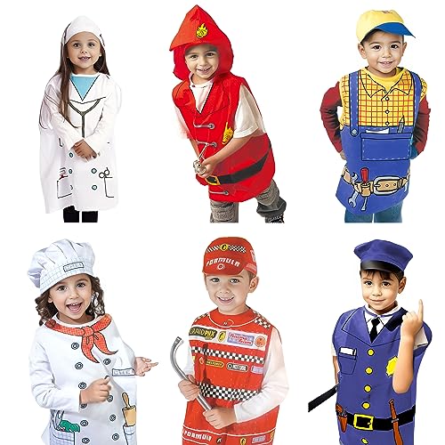 TOPTIE 6 Sets Career Role Play Costume, Occupation Pretend Play Christmas Costume for 3-8 Years Old-Assorted-One Size (3 to 8 Years Old)