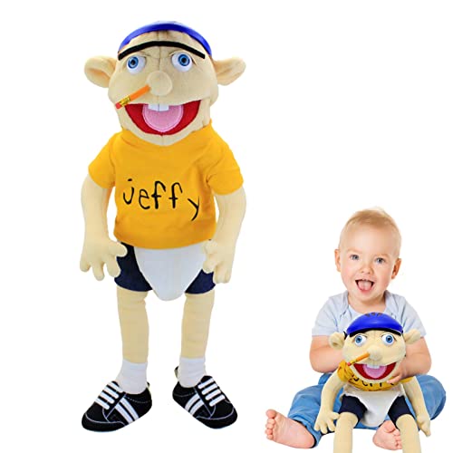 LOVOICE Jeffy Soft Plush Toy Hand Puppet for Play House, Mischievous Funny Puppets Toy with Working Mouth,Kid's Gift for Birthday Christmas Halloween Party Teaching Preschool