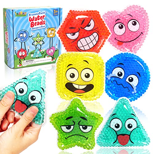 LESONG Water Beads Sensory Toys for Toddlers, Sensory Bean Bags with Expression for Autism and Special Needs, Preschool Learning Toy for Kids Sensory Play, Fidget Squishy Toys for Stress Relief