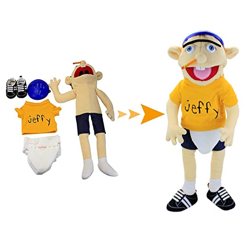 LOVOICE Jeffy Soft Plush Toy Hand Puppet for Play House, Mischievous Funny Puppets Toy with Working Mouth,Kid's Gift for Birthday Christmas Halloween Party Teaching Preschool
