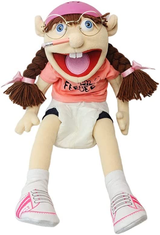 Jeffy Soft Plush Toy Hand Puppet for Play House,58cm/22.5inch Mischievous Funny Puppets Toy with Working Mouth,Kid's Gift for Birthday Christmas Halloween Party Teaching Preschool (Feebee)