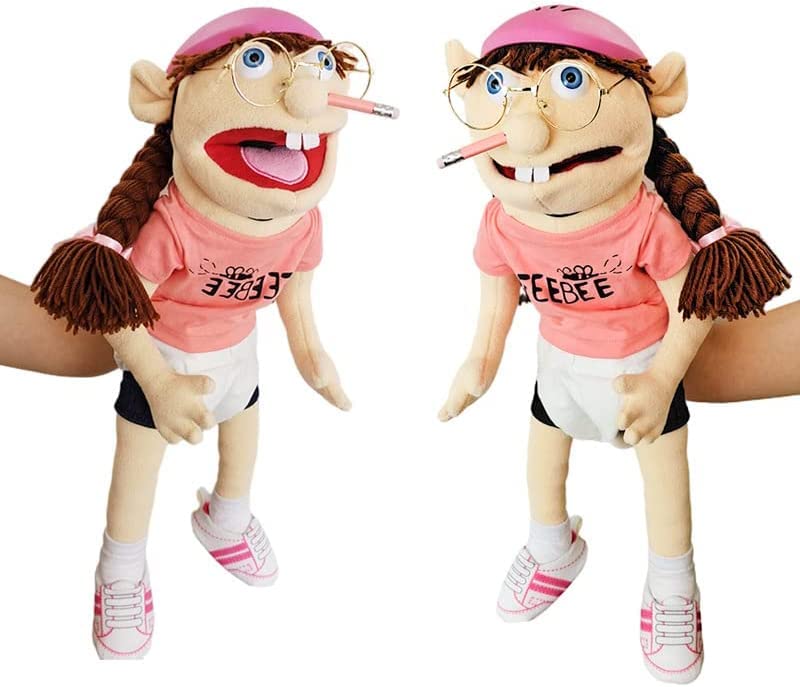 Jeffy Soft Plush Toy Hand Puppet for Play House,58cm/22.5inch Mischievous Funny Puppets Toy with Working Mouth,Kid's Gift for Birthday Christmas Halloween Party Teaching Preschool (Feebee)