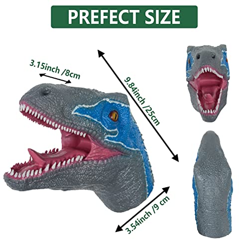 PARTYGEARS Hand Puppet Realistic T-Rex Velociraptor Dinasour Role Play Toy Dinasour Latex Puppet for Both Adult and Children（2 Pack）