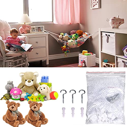 Walgreen® Hammock for Extra Large Soft Toy Teddy Nursery Play Corner Hammock Mesh Storage Organizer Net for Baby/Children's Bedroom Tidy Kids Wall Hanging Baby Nursery Mesh Net (White)