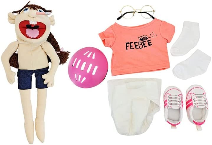 Jeffy Soft Plush Toy Hand Puppet for Play House,58cm/22.5inch Mischievous Funny Puppets Toy with Working Mouth,Kid's Gift for Birthday Christmas Halloween Party Teaching Preschool (Feebee)