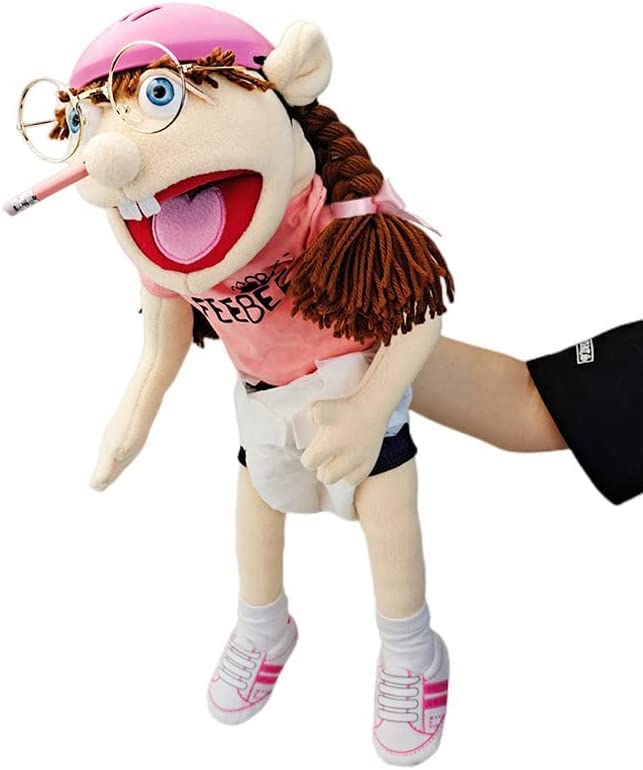 Jeffy Soft Plush Toy Hand Puppet for Play House,58cm/22.5inch Mischievous Funny Puppets Toy with Working Mouth,Kid's Gift for Birthday Christmas Halloween Party Teaching Preschool (Feebee)