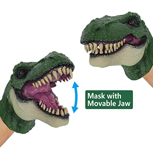 PARTYGEARS Hand Puppet Realistic T-Rex Velociraptor Dinasour Role Play Toy Dinasour Latex Puppet for Both Adult and Children（2 Pack）