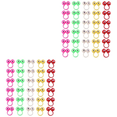 TOYANDONA 100pcs Halloween Cartoon Finger Play Eyes Googly Favor, Kids Puppets Tools Playthings Goodie Eyeball Ring Props Funny Style for Puppet Party Toys, Rings On Bag Novelty Children