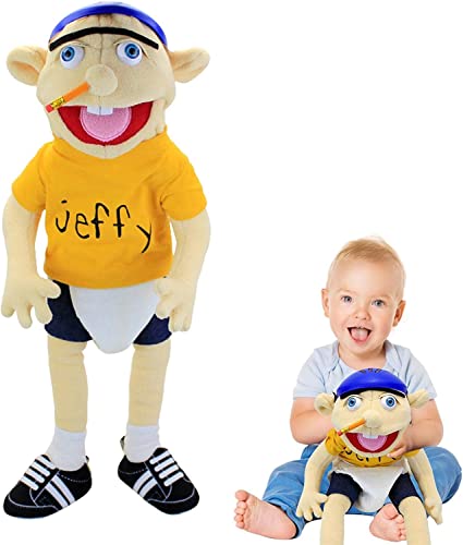 Jeffy Soft Plush Toy Hand Puppet for Play House,58cm/22.5inch Mischievous Funny Puppets Toy with Working Mouth,Kid's Gift for Birthday Christmas Halloween Party Teaching Preschool