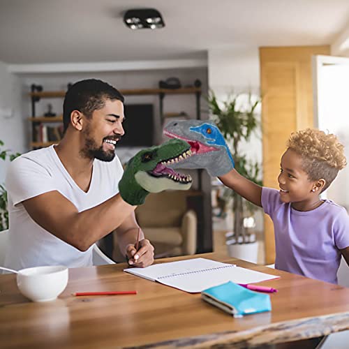 PARTYGEARS Hand Puppet Realistic T-Rex Velociraptor Dinasour Role Play Toy Dinasour Latex Puppet for Both Adult and Children（2 Pack）