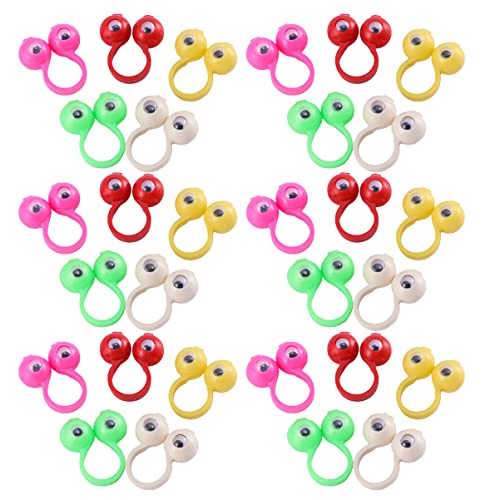 TOYANDONA 100pcs Halloween Cartoon Finger Play Eyes Googly Favor, Kids Puppets Tools Playthings Goodie Eyeball Ring Props Funny Style for Puppet Party Toys, Rings On Bag Novelty Children