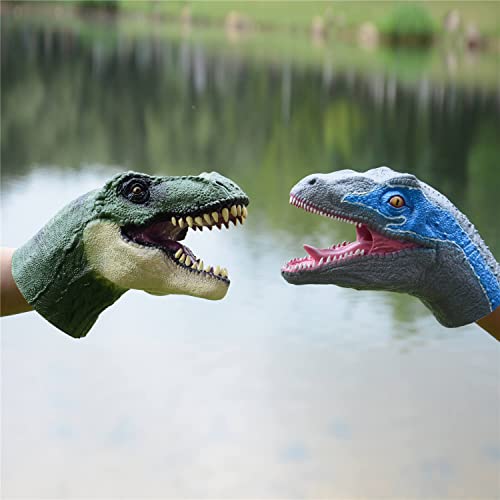 PARTYGEARS Hand Puppet Realistic T-Rex Velociraptor Dinasour Role Play Toy Dinasour Latex Puppet for Both Adult and Children（2 Pack）