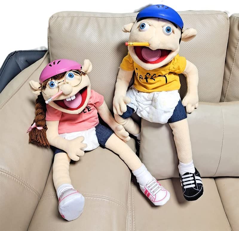 Jeffy Soft Plush Toy Hand Puppet for Play House,58cm/22.5inch Mischievous Funny Puppets Toy with Working Mouth,Kid's Gift for Birthday Christmas Halloween Party Teaching Preschool (Feebee)