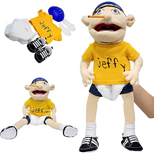 Jeffy Puppet and His Sister Feebee Puppet Plush Toy Doll, Mischievous Funny Puppets Toy Hand Puppet with Working Mouth for Play House, Birthday Christmas Halloween Party Gift for Kid