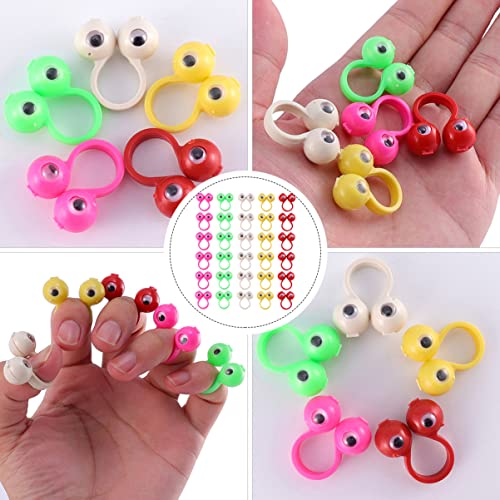 TOYANDONA 100pcs Halloween Cartoon Finger Play Eyes Googly Favor, Kids Puppets Tools Playthings Goodie Eyeball Ring Props Funny Style for Puppet Party Toys, Rings On Bag Novelty Children