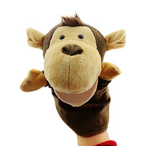 Caleson Zoo Friends Hand Puppets (Set of 4) - Elephant, Giraffe, Lion, and Monkey(Big Movable Mouths)