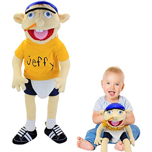 Jeffy Puppet and His Sister Feebee Puppet Plush Toy Doll, Mischievous Funny Puppets Toy Hand Puppet with Working Mouth for Play House, Birthday Christmas Halloween Party Gift for Kid