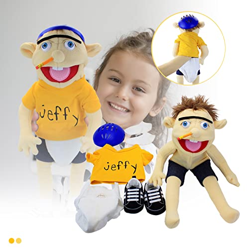 GHA Jeffy Puppet Soft Plush Toy Hand Puppet For Play House, Mischievous Funny Puppet's Toy with Working Mouth, Kid's Gift for Birthday Christmas Halloween Party, Yellow
