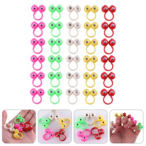 TOYANDONA 100pcs Halloween Cartoon Finger Play Eyes Googly Favor, Kids Puppets Tools Playthings Goodie Eyeball Ring Props Funny Style for Puppet Party Toys, Rings On Bag Novelty Children