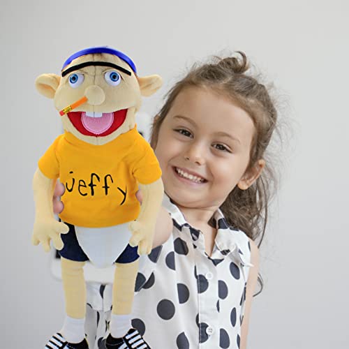GHA Jeffy Puppet Soft Plush Toy Hand Puppet For Play House, Mischievous Funny Puppet's Toy with Working Mouth, Kid's Gift for Birthday Christmas Halloween Party, Yellow