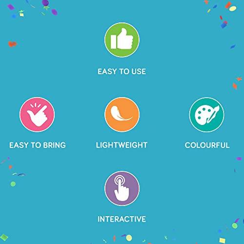 Fiesta Crafts Finger Puppets Theatre - Colourful Wooden Carry Case for Hand Puppets with Fabric Curtains & Drawstrings to Pull - Easy to Fold Portable Kids Pop Up Theatre for Imaginative Play