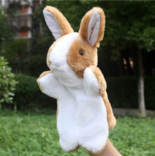 Tomaibaby Bunny Hand Puppet Role Play Puppets Stuffed Rabbit Hand Puppet Easter Plush Animal Toys for Party Favor (Brown)