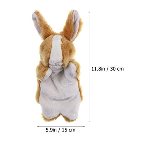 Tomaibaby Bunny Hand Puppet Role Play Puppets Stuffed Rabbit Hand Puppet Easter Plush Animal Toys for Party Favor (Brown)