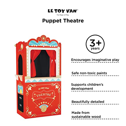 Le Toy Van - Wooden Educational Puppet Theatre | Kids Role Play Toy - Suitable For 3 Years +, Multicolor, 69.85 x 40.89 x 121.92 cm