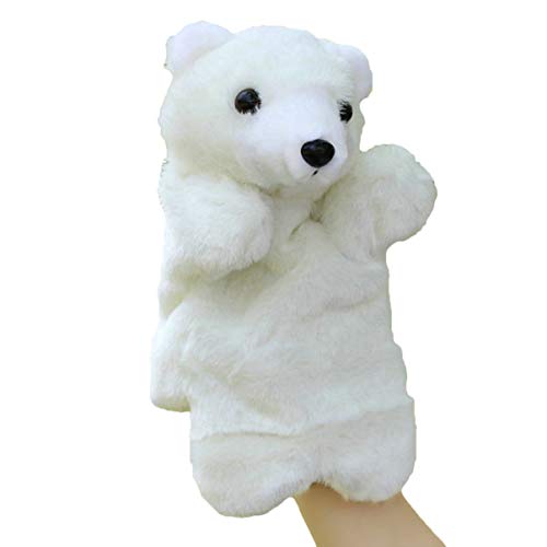 Tomaibaby Hand Puppets for Kids, Teddy Bear Animal Plush Hand Puppet Toy Polar Bear Soft Plush Puppet Theatre Educational Pretend Play Story Telling Puppets Dolls for Child Toddler (White)