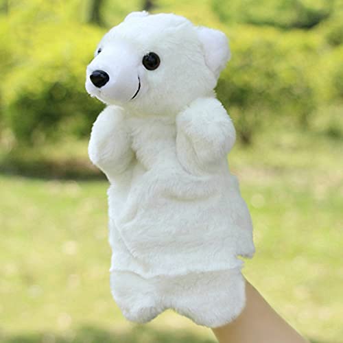 Tomaibaby Hand Puppets for Kids, Teddy Bear Animal Plush Hand Puppet Toy Polar Bear Soft Plush Puppet Theatre Educational Pretend Play Story Telling Puppets Dolls for Child Toddler (White)
