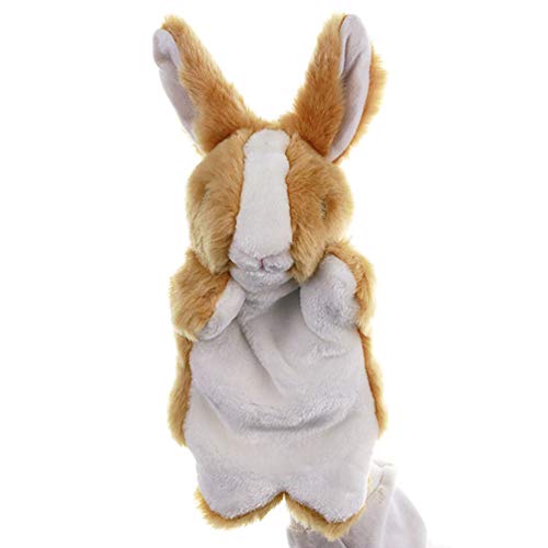 Tomaibaby Bunny Hand Puppet Role Play Puppets Stuffed Rabbit Hand Puppet Easter Plush Animal Toys for Party Favor (Brown)