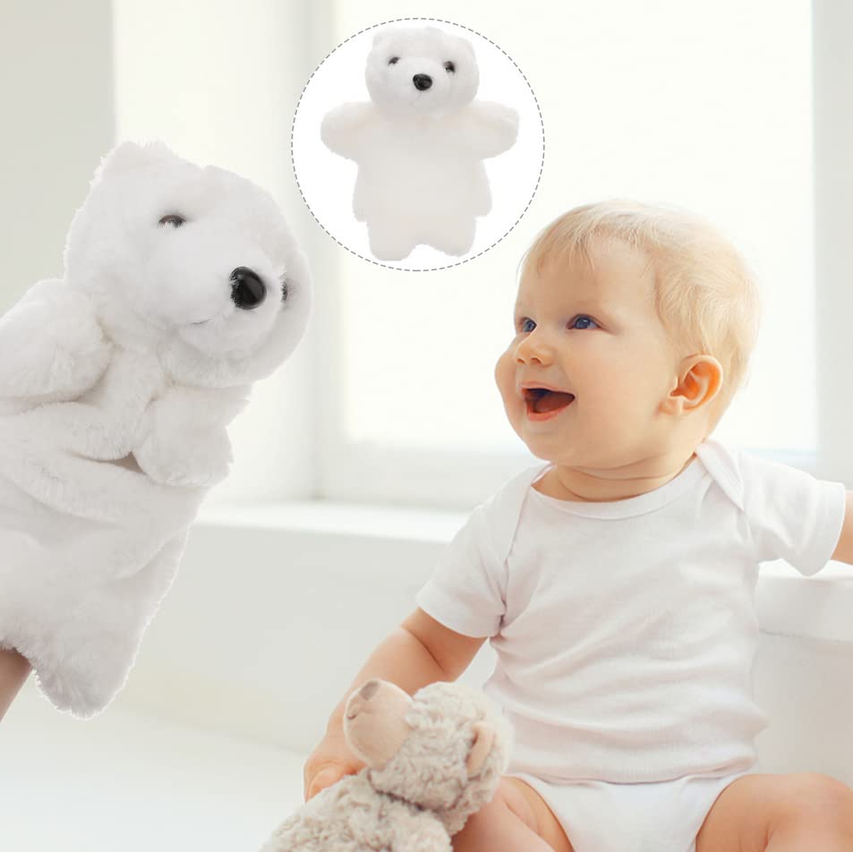 Tomaibaby Hand Puppets for Kids, Teddy Bear Animal Plush Hand Puppet Toy Polar Bear Soft Plush Puppet Theatre Educational Pretend Play Story Telling Puppets Dolls for Child Toddler (White)