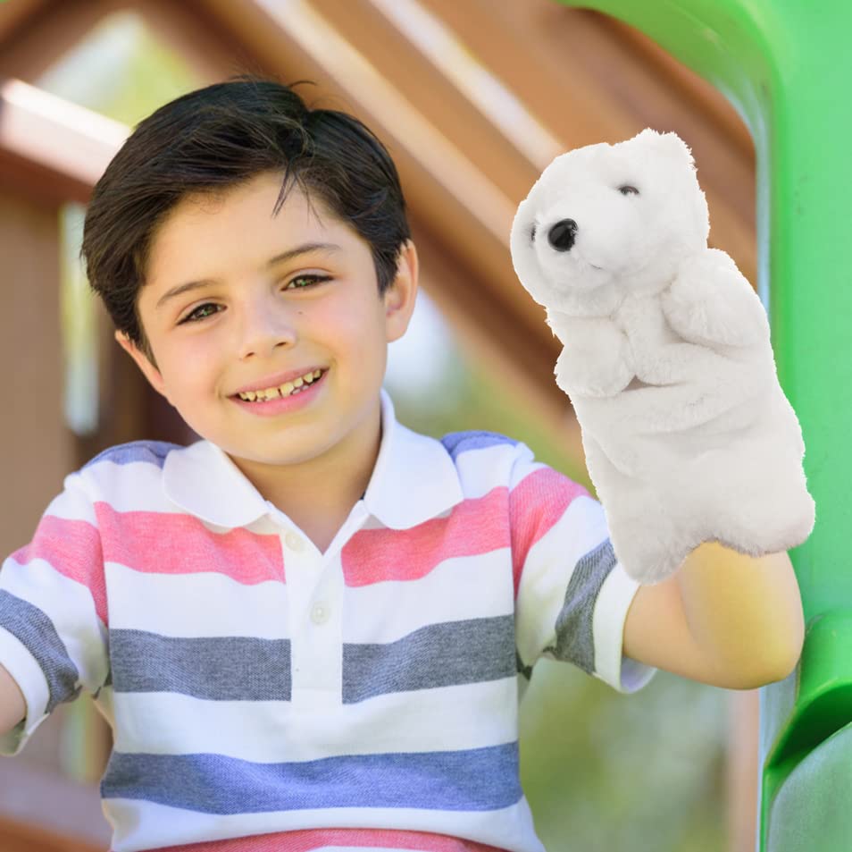 Tomaibaby Hand Puppets for Kids, Teddy Bear Animal Plush Hand Puppet Toy Polar Bear Soft Plush Puppet Theatre Educational Pretend Play Story Telling Puppets Dolls for Child Toddler (White)