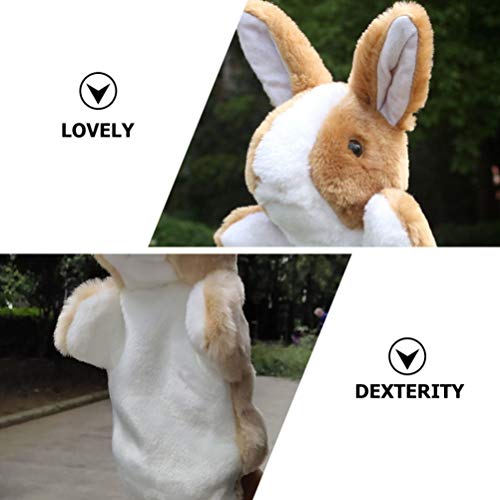 Tomaibaby Bunny Hand Puppet Role Play Puppets Stuffed Rabbit Hand Puppet Easter Plush Animal Toys for Party Favor (Brown)