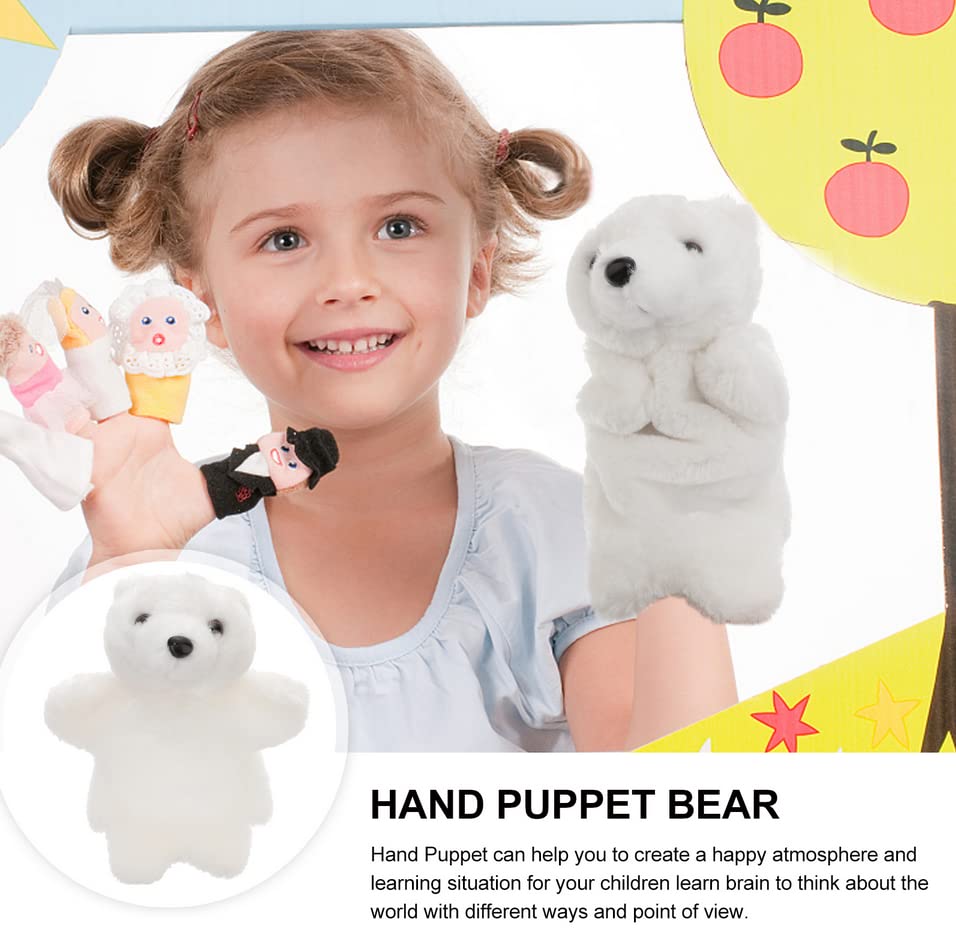 Tomaibaby Hand Puppets for Kids, Teddy Bear Animal Plush Hand Puppet Toy Polar Bear Soft Plush Puppet Theatre Educational Pretend Play Story Telling Puppets Dolls for Child Toddler (White)