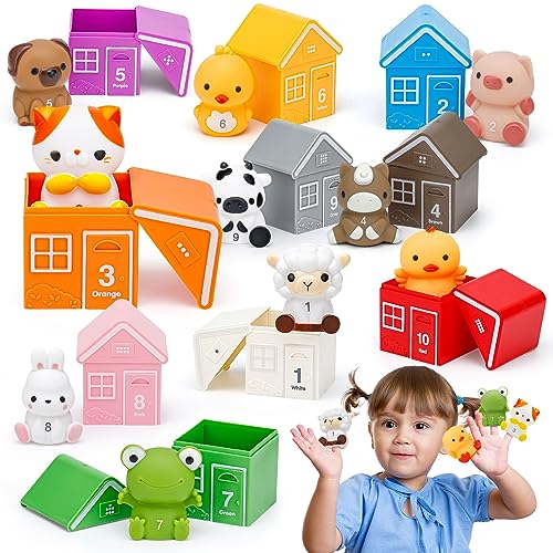 Toys for 1 2 3 Year Old Boys Girls , Farm Animals Toys Gifts for 1-3 Year Olds Girls Boys Kids Toys Bath Toys Toddler Toys 1-3 Year Old Girls Boys Gifts Baby Toys Girls Birthday Presents Stacking Toys