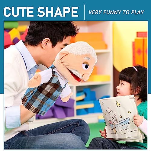 ibasenice Hand Puppets Storytime Figure Puppets Grandpa Puppet Toys Educational Hand Puppet for Christmas Party Kids Child Shows Playtime Schools