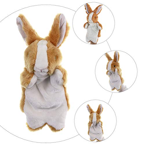 Tomaibaby Bunny Hand Puppet Role Play Puppets Stuffed Rabbit Hand Puppet Easter Plush Animal Toys for Party Favor (Brown)