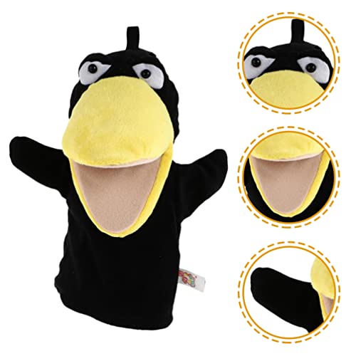 TOYANDONA 2Pcs Hand Puppets for Kids, Plush Animal Hand Puppet Toy with Movable Mouth, Toddlers Kids Storytelling, Teaching, Role-Play Toy Puppets (Crow+Fox)