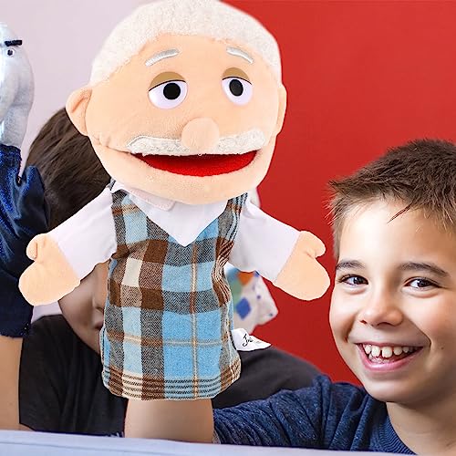 ibasenice Hand Puppets Storytime Figure Puppets Grandpa Puppet Toys Educational Hand Puppet for Christmas Party Kids Child Shows Playtime Schools