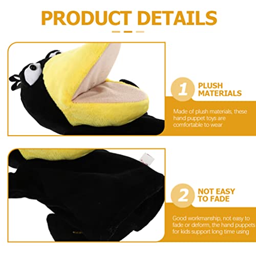 TOYANDONA 2Pcs Hand Puppets for Kids, Plush Animal Hand Puppet Toy with Movable Mouth, Toddlers Kids Storytelling, Teaching, Role-Play Toy Puppets (Crow+Fox)