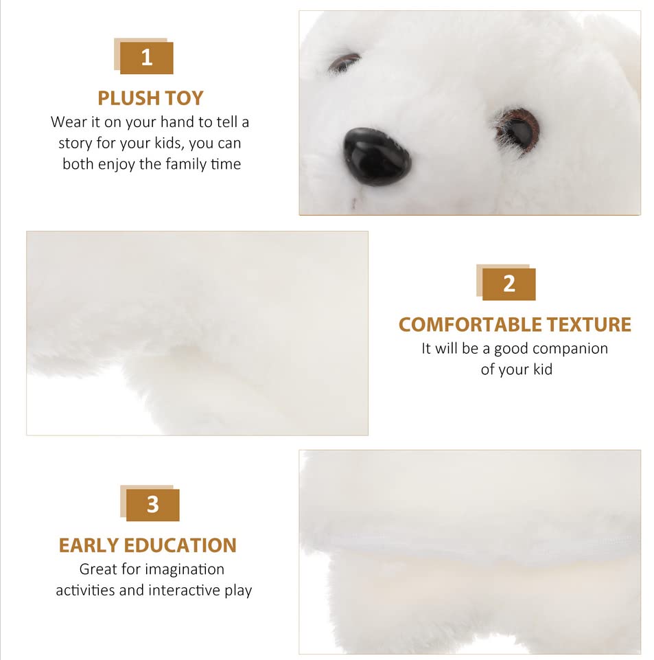 Tomaibaby Hand Puppets for Kids, Teddy Bear Animal Plush Hand Puppet Toy Polar Bear Soft Plush Puppet Theatre Educational Pretend Play Story Telling Puppets Dolls for Child Toddler (White)