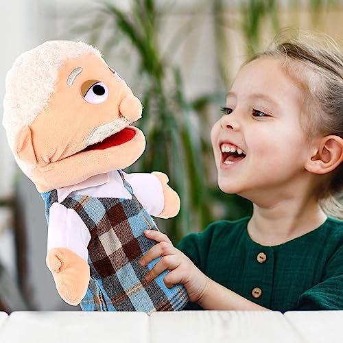 ibasenice Hand Puppets Storytime Figure Puppets Grandpa Puppet Toys Educational Hand Puppet for Christmas Party Kids Child Shows Playtime Schools